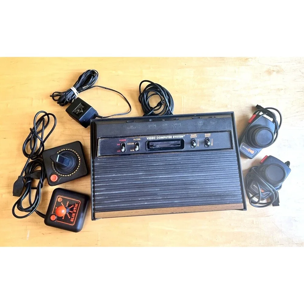 Atari 2600 4-Switch Console AV Mod Combat 2 Joysticks 2 Paddles Lot Tested